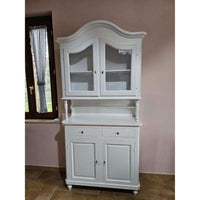 Cristalliera 4 ante 2 cassetti in stile classico in legno e mdf con rifinitura in bianca 104x43x220 H