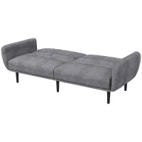 Divano Letto 3 Posti con Schienale Reclinabile a 3 Livelli in Tessuto, 208x84x82cm, Grigio
