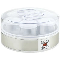 Yogurtiera 20W da 1.5L con 7 Vasetti e Display a Pulsanti, in Acciaio Inox e Plastica, 24x24x13 cm, Bianca