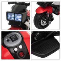 Moto Elettrica per Bambini 3-5 Anni (max. 25kg) con 3 Ruote, Luci e Suoni, Batteria 6V, Rosso, 86x42x52cm