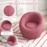 Poltroncina Mini Moderna in Peluche con Imbottitura Spessa, 60x56x48cm, Rosa