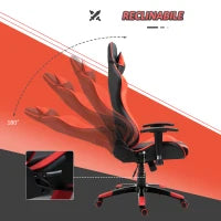 Sedia Gaming Professionale Girevole，Sedia da Ufficio Reclinabile con Sostegno Lombare e Collo PVC 67 x 67 x 123-132cm Nero-rosso