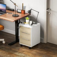Mobile per ufficio con cassetti e serratura, mobile archiviazione ufficio su ruote, 40 x 40 x 63,5 cm, rovere