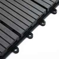 Set 11 Piastrelle per Esterni ad Incastro Antiscivolo in HDPE Riciclato, 30x30x2.2 cm, Grigio
