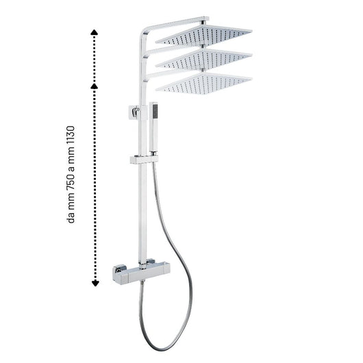 Colonna doccia attrezzata ottone cromato soffione quadro doccetta rubinetto termostatico ogomondo *** confezione 1