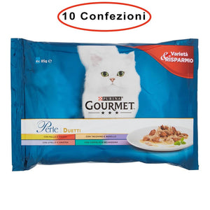 Purina gourmet perle umido gatto duetti con carni delicate 10 confezioni da 4 buste da 85 grammi