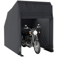 Riparo per moto esterno in tessuto Oxford, con 2 finestre, 345 x 135 x 191 cm, Nero