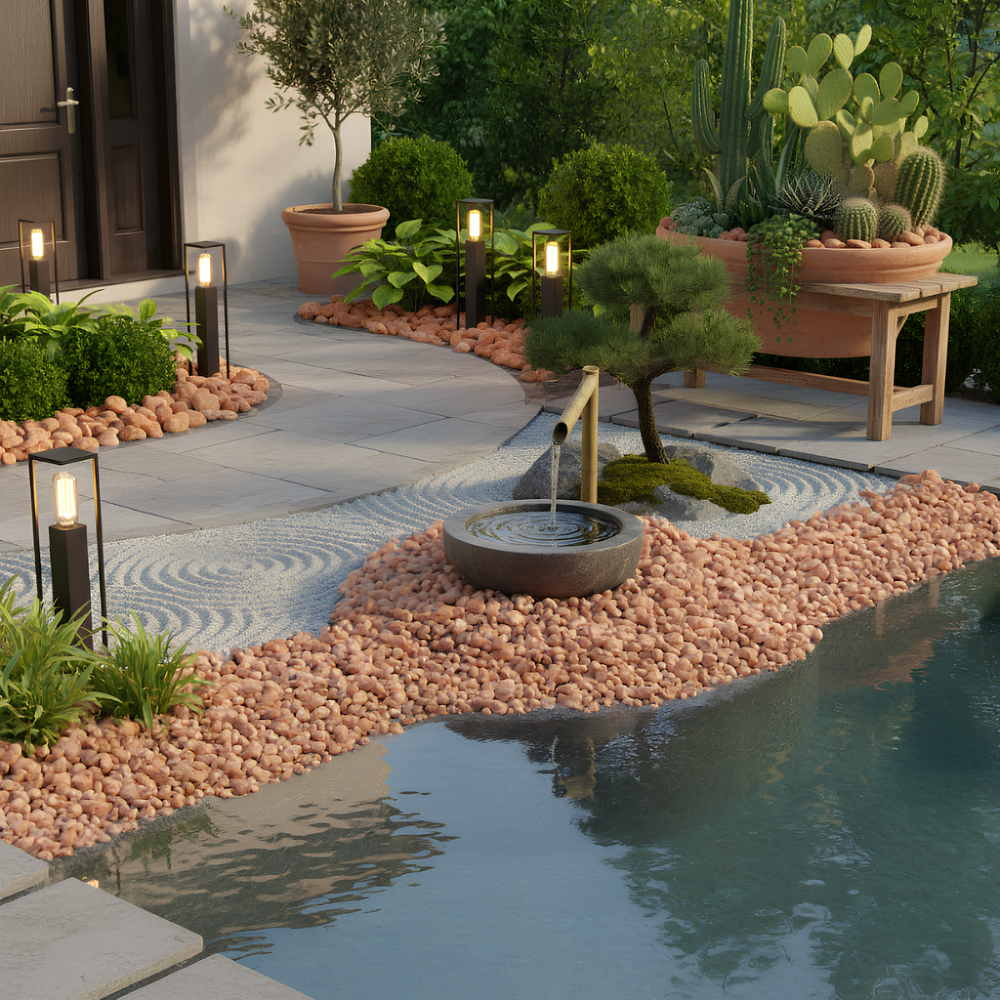 Ciottoli rosso verona eleganti per decorazioni esterne *** misura 25/40, formato 25 kg, confezione 1