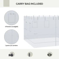 Parete per Gazebo 3x3 in Nylon, Set 3 Pezzi Zanzariera con 6 Finestre e Porta con Cerniera, 300Lx195 cm