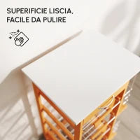 Carrello da Cucina con 1 Cassetto, 4 Cestelli Metallici e 2 Ripiani Portaspezie in Legno 47 x 37 x 83 cm Marrone