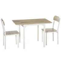 Set con Tavolo Pieghevole e 2 Sedie da Pranzo in Legno e Metallo, Colore Legno