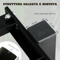 Porta Pesi con 2 Ripiani in Acciaio per Palestra, Casa e Ufficio, 94x52.5x82cm, Nero