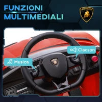 Macchina Elettrica per Bambini a 12V Licenza Lamborghini con Clacson e Telecomando, 107.5x63x42 cm, Rossa