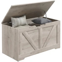 Baule da 100 L Puff da Stoccaggio con Coperchio Cerniera di Sicurezza 80x40x45 cm Grigio