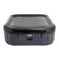 28452EX - Bubble Massage Set Greystone Deluxe 6 Posti Quadrata Con Pompa, Riscaldatore, Sistema Di Purificazione Acqua, 170 Getti, Telo Base, Telo Copertura, Dispenser Di Cloro