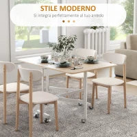 Tavolo Pieghevole Moderno a 2 Ribalte con Rotelle in MDF e Acciaio, 120x80x73cm, Marrone
