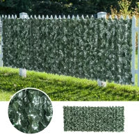 Edera Finta per Balconi in PE Anti-UV, Rotolo Siepe Artificiale con Foglie, 240x100cm, Verde Scuro