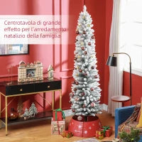 Albero di Natale Innevato con 405 Rami e Luci LED Bianche in Plastica e Metallo, Ø57x210 cm, Verde