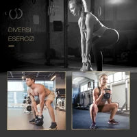 Kettlebell 8kg per Sport e Fitness con Base Piatta e Impugnatura, Kettlebell Pesi per Allenamento Home Gym Casa e Palestra, 22x17x24 cm, Nero