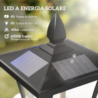 Lampada da Giardino Lampada da Terra Lampione LED da Esterno Energia Solare Impermeabile IP44, 18x18x160 cm, Nero