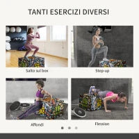 Plyo Box 3 Altezze Jumping Box Antiscivolo per Casa e Palestra, 61x51x41 cm, Multicolore