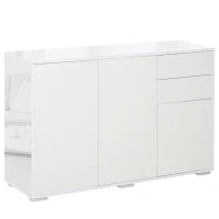 Mobiletto Multiuso in Legno Bianco con 2 Cassetti e 2 Armadietti con Apertura a Pressione, 117x36x74 cm