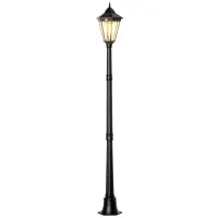 Lampione Solare da Giardino con Luce LED e Sensore di Movimento, Alluminio e Vetro, 22x22x196 cm, Nero