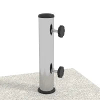 Base per Ombrellone da Giardino 25kg per Pali da Ø32mm, Ø38mm e Ø48mm, in Granito e Acciaio Inox, 38x38x38 cm, Grigia