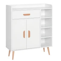 Credenza Moderna con Armadietto e Cassetto, Mobile Multiuso in Legno per Cucina e Salotto, 80 x 29.5 x 96cm Bianco