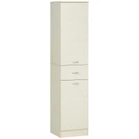 Mobile Bagno in Legno con Cassetto, 2 Armadietti e Ripiani Regolabili, 34x34x150 cm, Color Legno