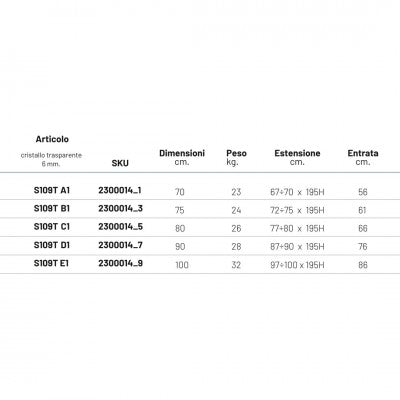 Porta doccia battente briar cromo regolabile cristallo temperato 6 mm *** misure 77-80xh195 cm stampato, confezione 1