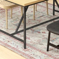 Tavolo da pranzo per 6 persone, mobile versatile, piano effetto legno e gambe in acciaio nero con piedini regolabili