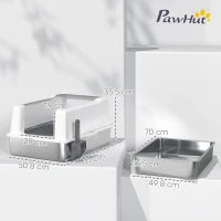 Lettiera per Gatti Impermeabile con Pareti Rialzate, Vassoio e Paletta, in ABS, 71x50.8x35.5 cm, Bianco