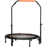 Trampolino Elastico Pieghevole Ø102 cm con Maniglia Regolabile Struttura in Acciaio per Allenamento Gambe Corpo, Nero e Arancione