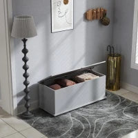 Baule Contenitore, Panca Contenitore con Coperchio Ribaltabile e Cerniere di Sicurezza, 100 x 40 x 40 cm, Grigio