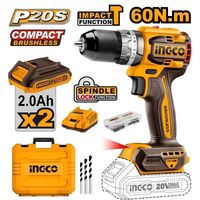 Trapano percussione 20v 1 caricabatterie 2 batterie 2ah valigetta inclusi