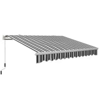 Tenda Parasole per Esterno Estensibile in Alluminio e Poliestere con Manovella, 395x245 cm, Blu e Bianca