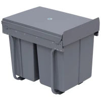 Pattumiera Estraibile da 40L con 3 Contenitori per Raccolta Differenziata, 48x34.2x41.8 cm, Grigio