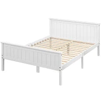 Letto singolo in legno massiccio con doghe e testiera incluse, 150 x 210 cm, Bianco