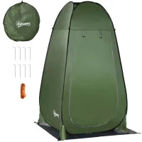 Tenda Doccia da Campeggio e Spiaggia con Porta a Cerniera e Borsa di Trasporto, 126x124x189 cm, Verde Scuro