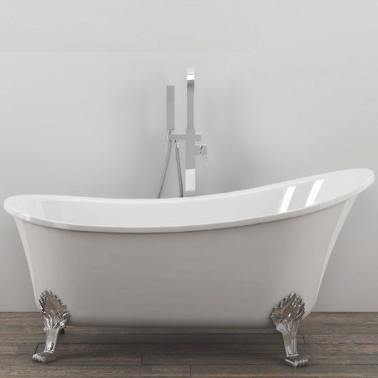 Vasca da bagno free standing ovale con piedini bianco lucido 160 x 75 x 84cm