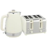 Set bollitore e tostapane a 4 fette con 7 livelli di doratura, Capacità 1,7 L, Potenza 2200W, Crema