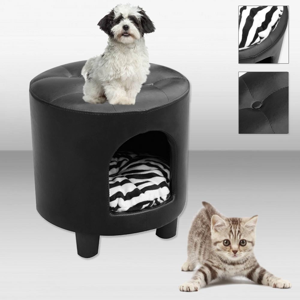 Pouf per cani e gatti zebrato con soffice cuscino fuss dog made in italy