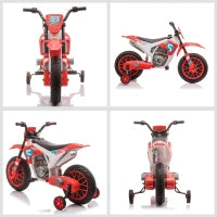 Moto da Cross Elettrica per Bambini da 3-5 Anni, Moto Elettrica per Bambini con Batteria 12V Ricaricabile e Rotelline Rimovibili, 106.5x51.5x68cm, Rosso