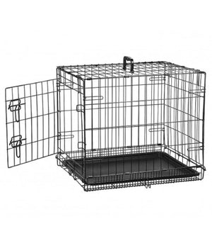 Gabbia Per Cani Cane In Metallo Nero 96 X 84 X 64 Cm Per Trasporto Con Ruote         