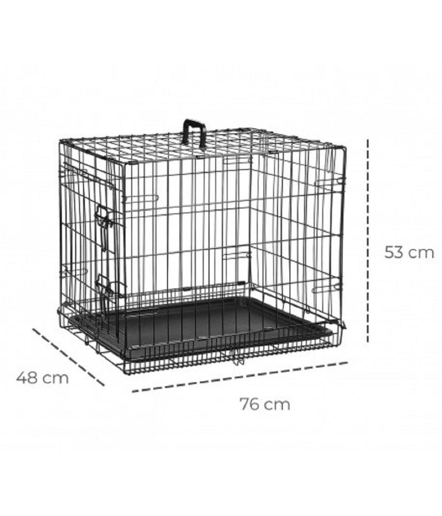 Gabbia Per Cani Cane In Metallo Nero 96 X 84 X 64 Cm Per Trasporto Con Ruote         