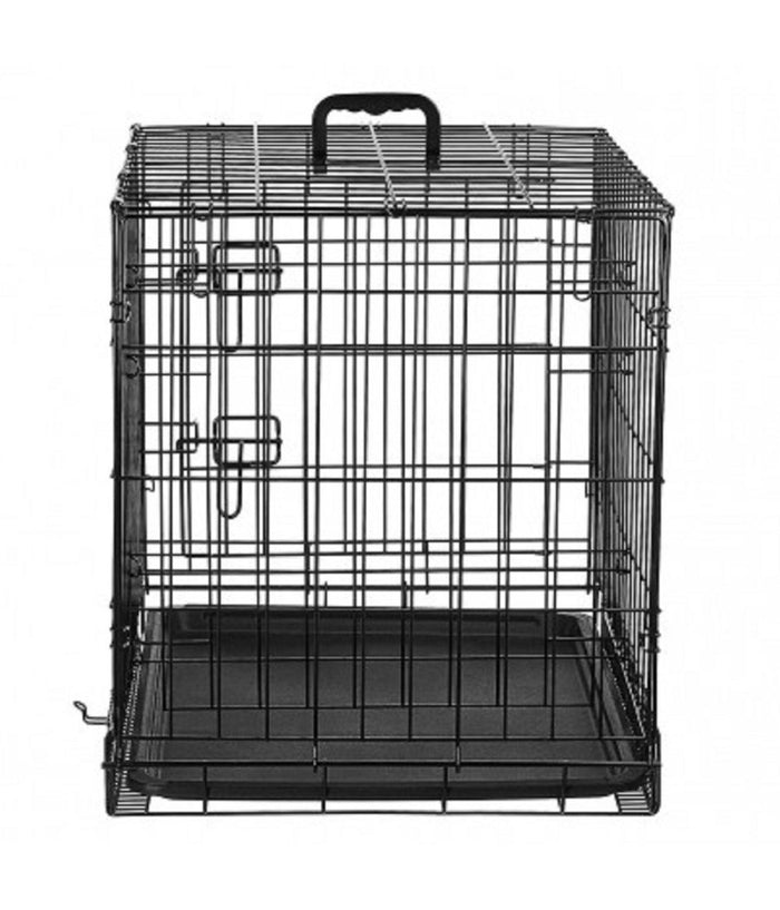 Gabbia Per Cani Cane In Metallo Nero 96 X 84 X 64 Cm Per Trasporto Con Ruote         