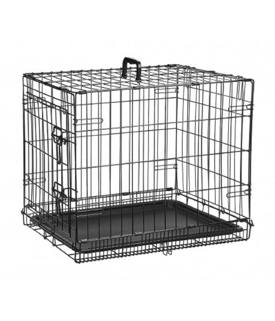 Gabbia Per Cani Cane In Metallo Nero 96 X 84 X 64 Cm Per Trasporto Con Ruote         