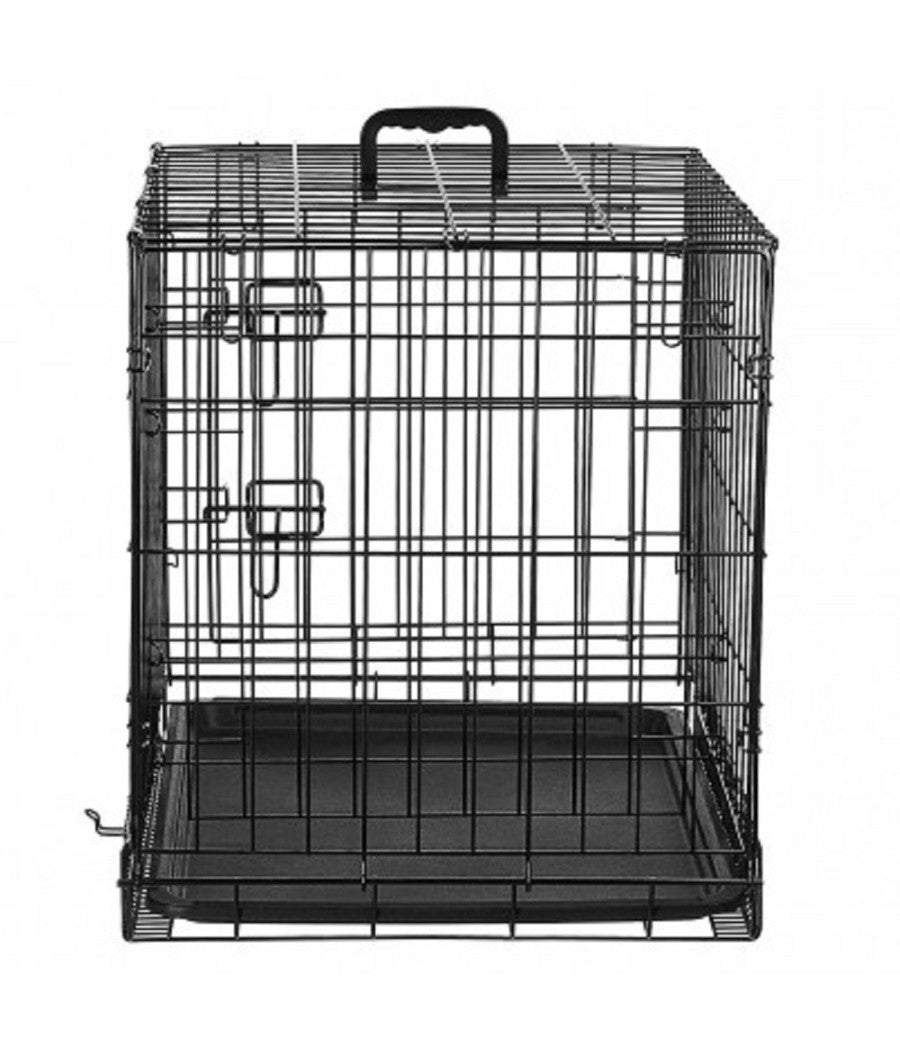 Gabbia Per Cani Cane In Metallo Nero 96 X 84 X 64 Cm Per Trasporto Con Ruote         
