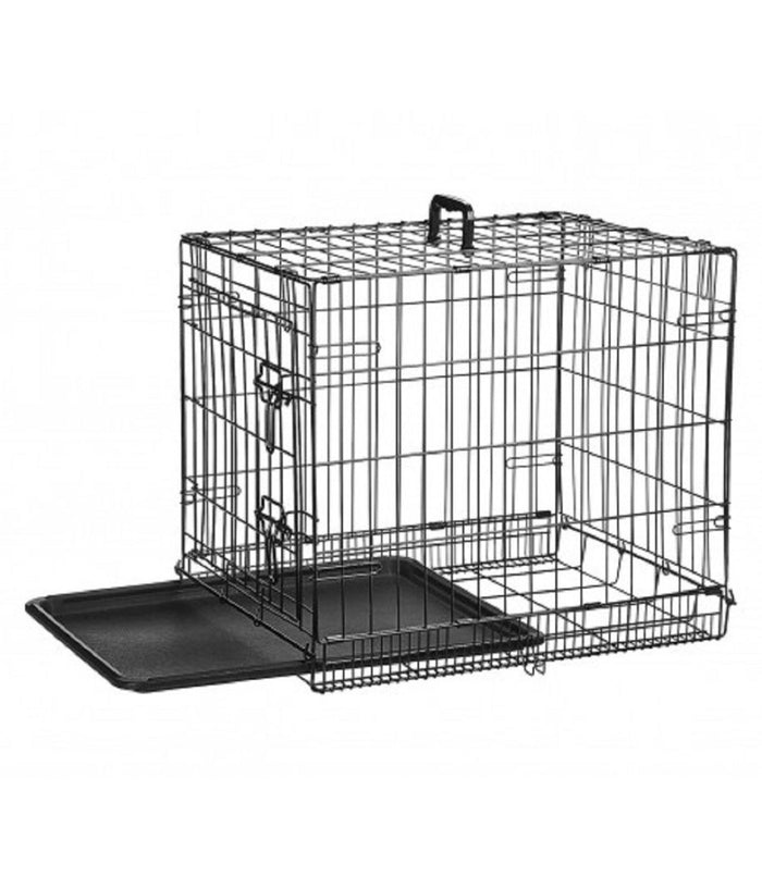 Gabbia Per Cani Cane In Metallo Nero 96 X 84 X 64 Cm Per Trasporto Con Ruote         